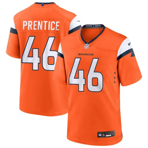 Mens Denver Broncos #46 Adam Prentice Nike Orange Vapor F.U.S.E. Limited Player Jersey