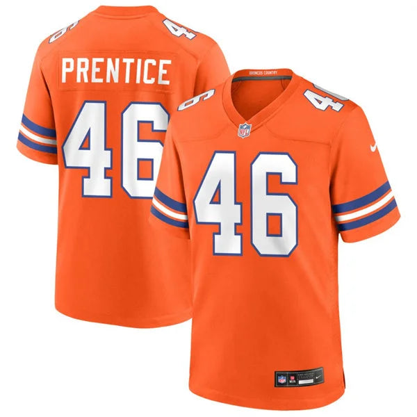 Mens Denver Broncos #46 Adam Prentice Orange Mile High Collection 1977 Throwback F.U.S.E. Limited Jersey
