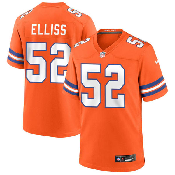 Mens Denver Broncos #52 Jonah Elliss Nike Orange Mile High Collection 1977 Throwback F.U.S.E. Limited Jersey