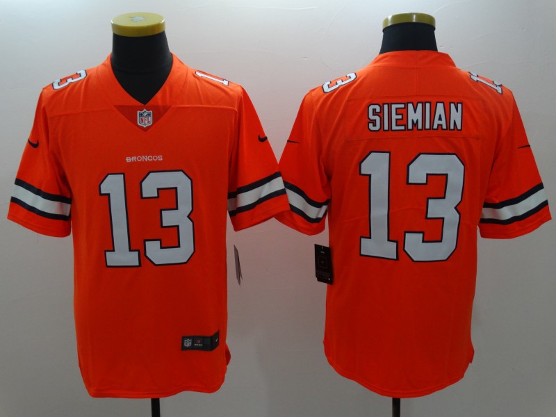 Men’s Denver Broncos Trevor Siemian #13 Orange Jersey