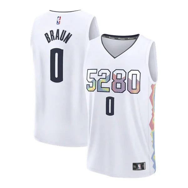 Mens Denver Nuggets #0 Christian Braun White 2024-25 City Edition Jersey