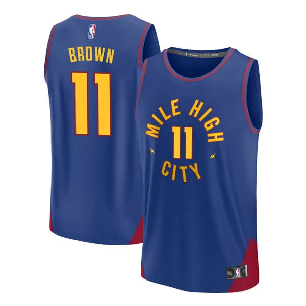 Mens Denver Nuggets #11 Bruce Brown Blue Statement Edition Swingman Jersey