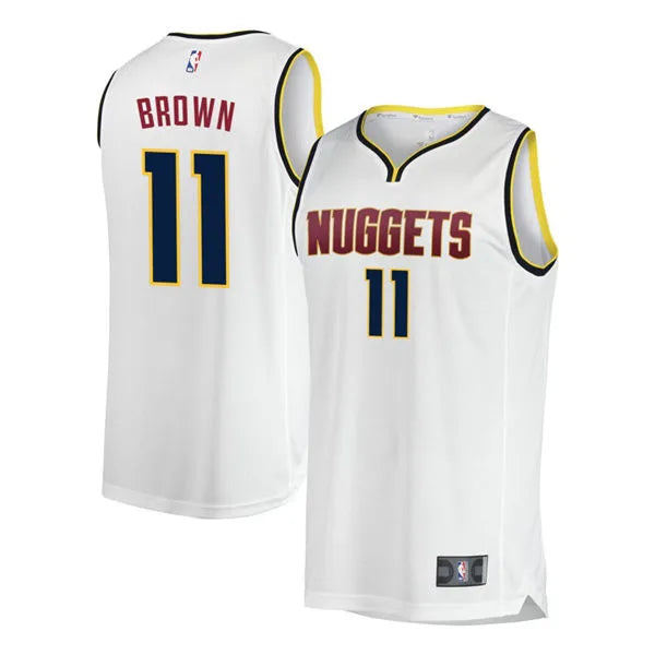 Mens Denver Nuggets #11 Bruce Brown Jr. Nike Association Edition Swingman Jersey White