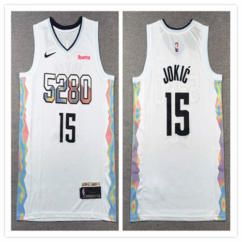 Mens Denver Nuggets #15 Nikola Jokic 2024-25 White City Edition Jersey