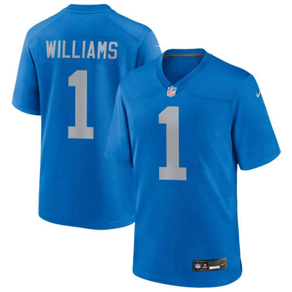 Mens Detroit Lions #1 Jameson Williams Nike Royal Alternate Retro Jersey