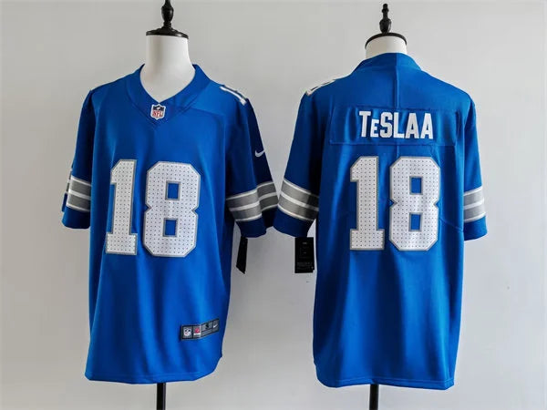 Mens Detroit Lions #18 Isaac TeSlaa Nike Blue Vapor F.U.S.E. Limited Jersey