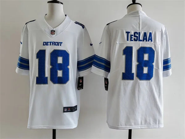 Mens Detroit Lions #18 Isaac TeSlaa Nike White Vapor F.U.S.E. Limited Jersey