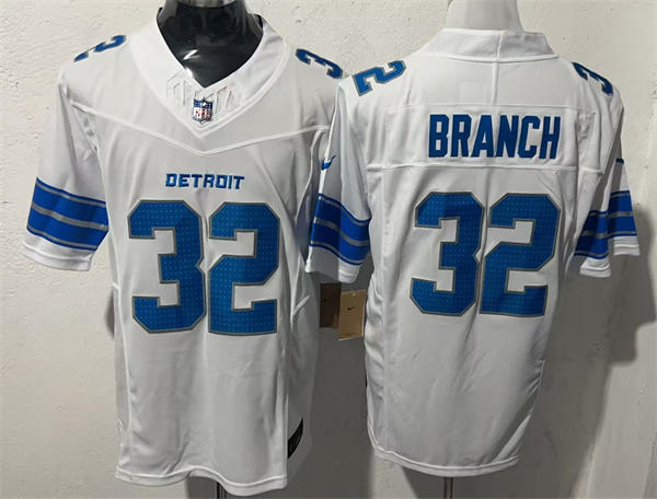 Mens Detroit Lions #32 Brian Branch Nike White Vapor F.U.S.E. Limited Player Jersey