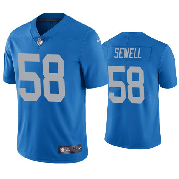 Mens Detroit Lions #58 Penei Sewell Nike Blue 2017 Throwback Limited Player Jersey