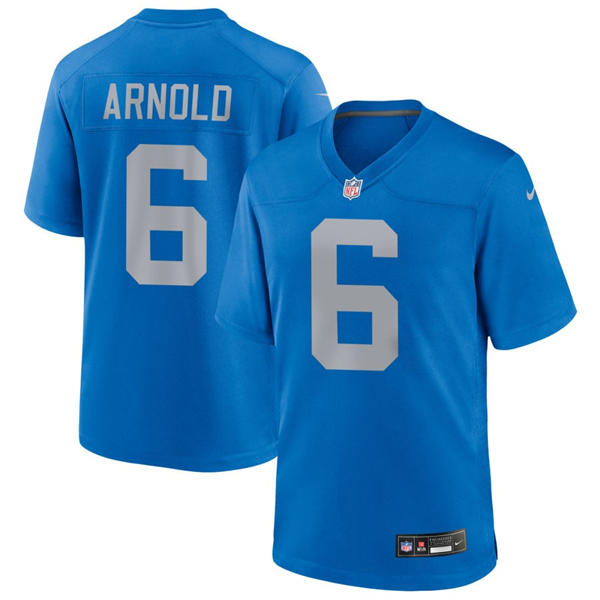 Mens Detroit Lions #6 Terrion Arnold Nike Royal Alternate Retro F.U.S.E. Limited Player Jersey