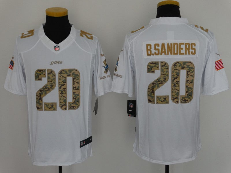 Men’s Detroit Lions Barry Sanders #20 White Jersey