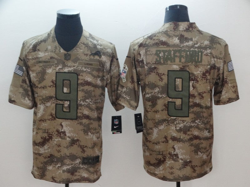 Men’s Detroit Lions Matthew Stafford #9 Camouflage Jersey