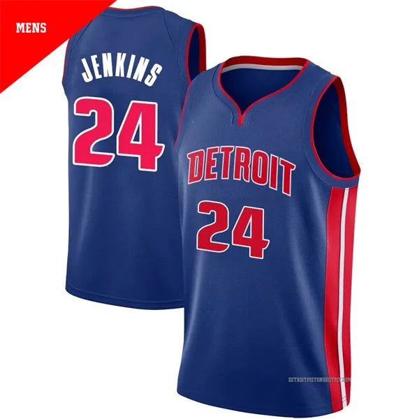 Mens Detroit Pistons #24 Daniss Jenkins  Blue Icon Edition Swingman Jersey