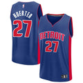 Mens Detroit Pistons #27 Kevin Huerter Blue Icon Edition Swingman Jersey