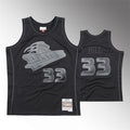 Men’s Detroit Pistons #33 Grant Hill Mitchell & Ness Tonal Black Hardwood Classics Jersey