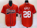 Men’s Detroit Tigers Javier Baez #28 Orange Jersey Joint Edition