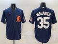 Men’s Detroit Tigers Justin Verlander #35 Navy Limited Jersey