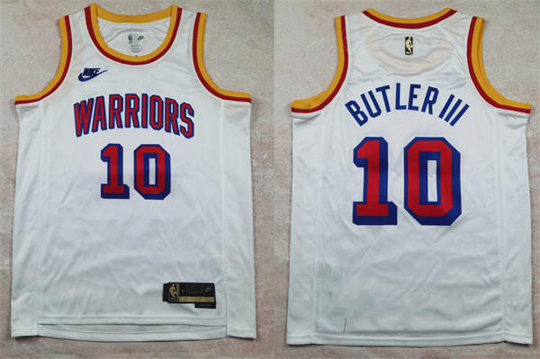 Mens Golden State Warriors #10 Jimmy Butler III Nike White Classics Edition Jersey