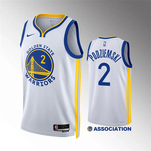 Mens Golden State Warriors #2 Brandin Podziemski White Association Edition Swingman Jersey