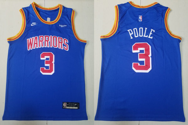 Mens Golden State Warriors #3 Jordan Poole Royal Classic Edition Origins Jersey