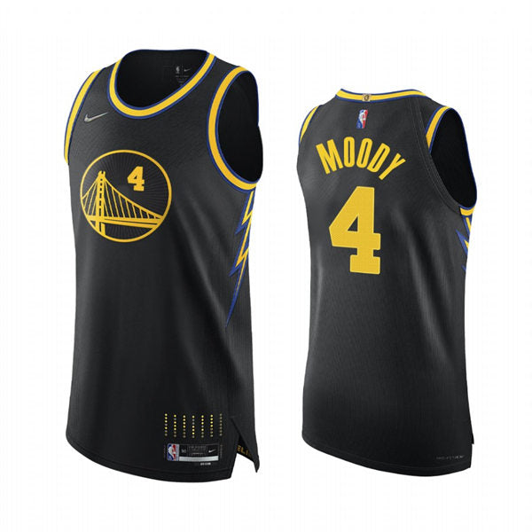Mens Golden State Warriors #4 Moses Moody Black 2021-22 Diamond Nike City Edition Jersey