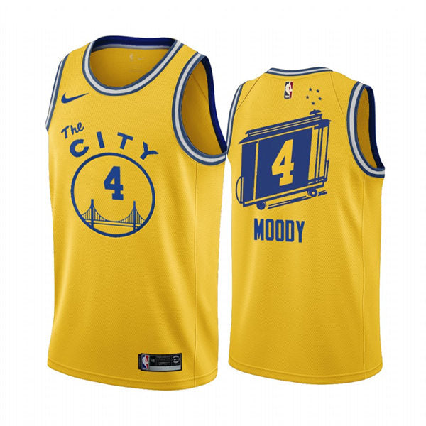 Mens Golden State Warriors #4 Moses Moody Nike Gold The City Classic Edition Swingman Jersey