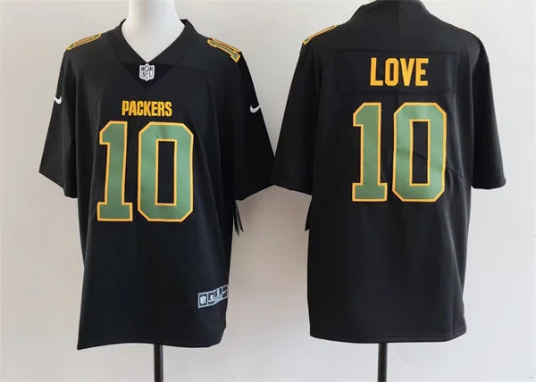 Mens Green Bay Packers #10 Jordan Love Carbon Black Fashion Limited Jersey