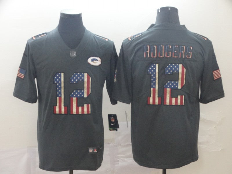 Men’s Green Bay Packers #12 Aaron Rodgers Black Team Jersey