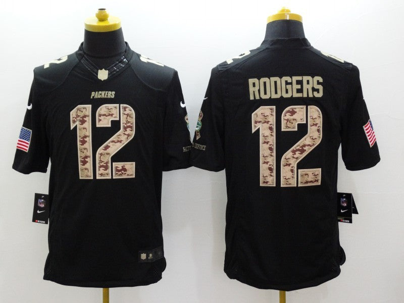 Men’s Green Bay Packers #12 Aaron Rodgers Black Team Jersey