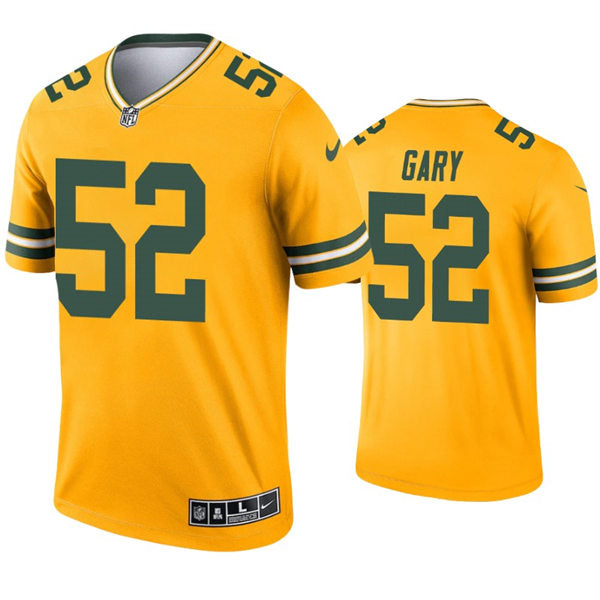 Mens Green Bay Packers #52 Rashan Gary Nike Gold Inverted Legend Jersey