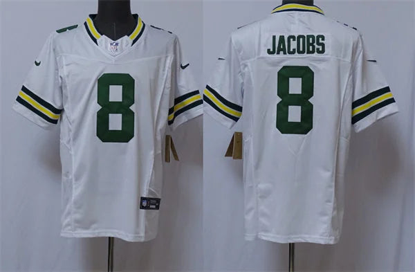 Mens Green Bay Packers #8 Josh Jacobs Nike Home White F.U.S.E. Vapor Limited Jersey