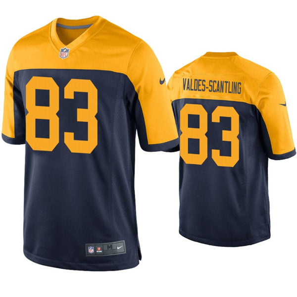Mens Green Bay Packers #83 Marquez Valdes-Scantling Nike Navy Gold Throwback Limited Jersey