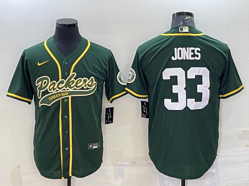 Men’s Green Bay Packers Aaron Jones #33 Green Jersey Joint Edition