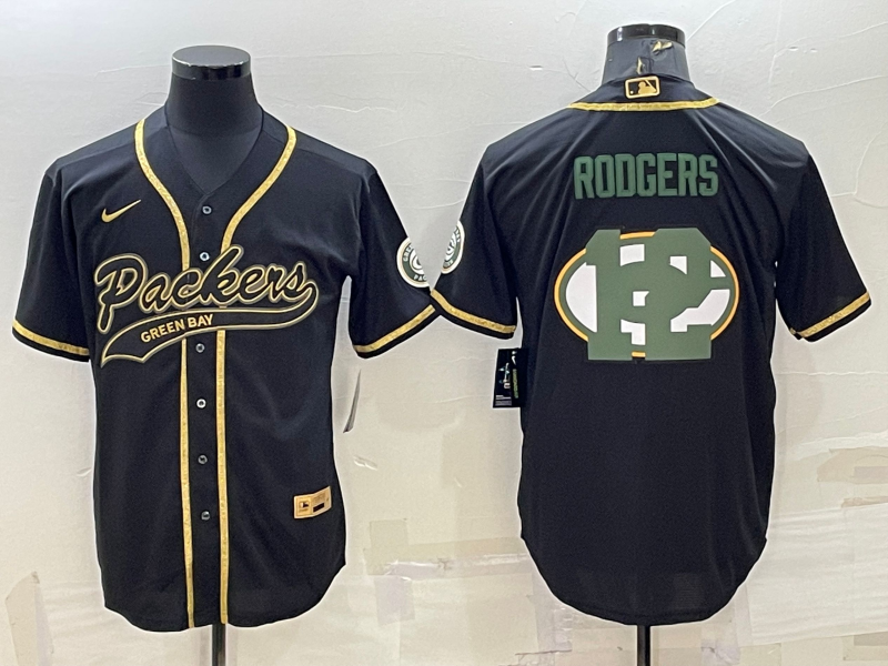 Men’s Green Bay Packers Aaron Rodgers #12 Black Jersey Joint Edition