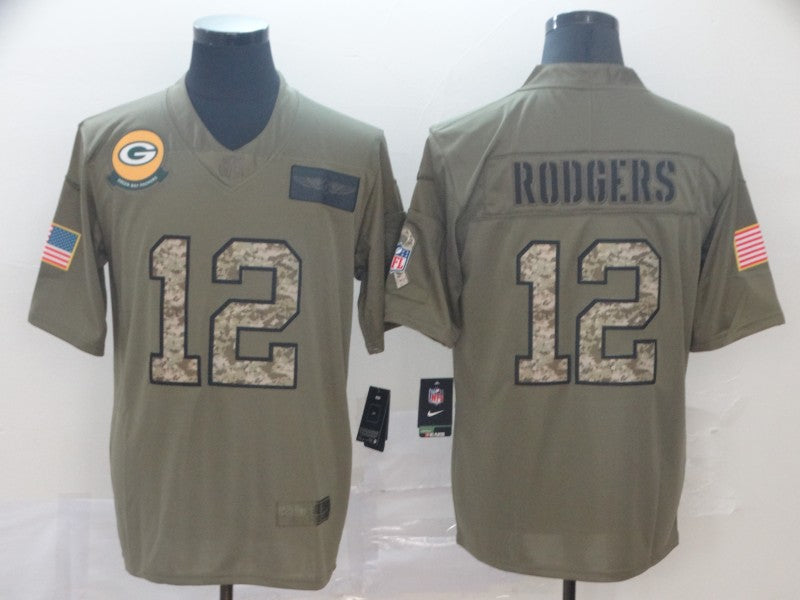 Men’s Green Bay Packers Aaron Rodgers #12 Brown Authentic Jersey