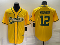 Men’s Green Bay Packers Aaron Rodgers #12 Gold Inverted Team Jersey Joint Edition