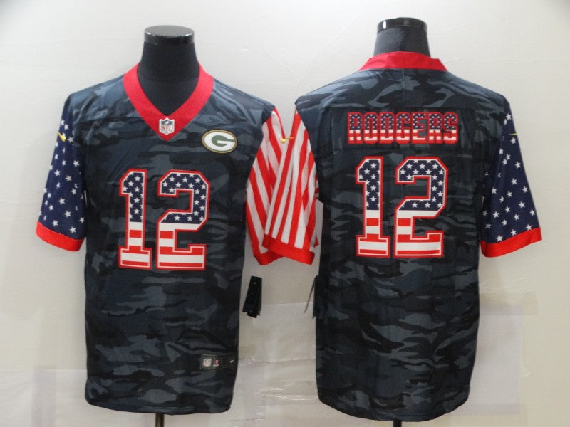 Men’s Green Bay Packers Aaron Rodgers #12 Gray Camouflage Jersey