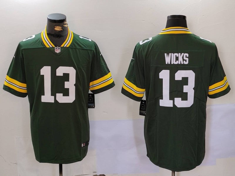 Men’s Green Bay Packers Dontayvion Wicks #13 Green Jersey