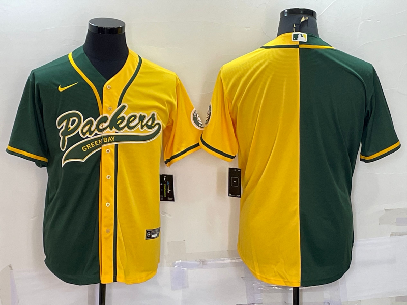 Men’s Green Bay Packers Green/Yellow Blank Jersey