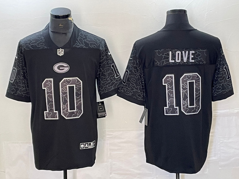 Men’s Green Bay Packers Jordan Love #10 Black RFLCTV Limited Jersey