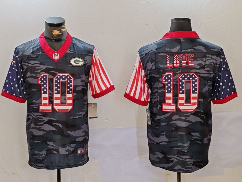 Men’s Green Bay Packers Jordan Love #10 Grey Camouflage Jersey