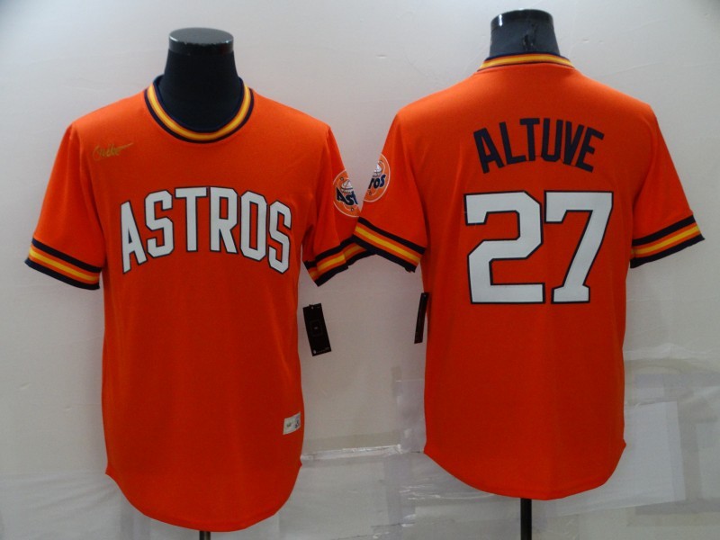 Men’s Houston Astros Jose Altuve #27 Orange Cooperstown Collection Team Jersey