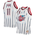 Mens Houston Rockets #11 Yao Ming White Pinstripe Mitchell & Ness 2002-03 Hardwood Classics Jersey