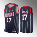Mens Houston Rockets #17 Tari Eason Navy Diamond Badge 2021-22 City Edition Jersey
