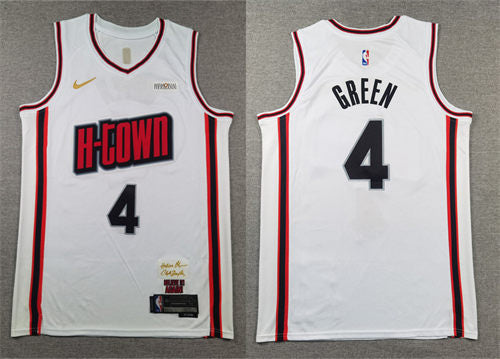 Mens Houston Rockets #4 Jalen Green 2024-25 White City Edition Jersey