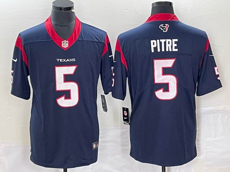 Men’s Houston Texans Jalen Pitre #5 Navy Jersey