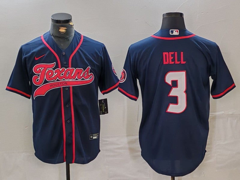 Men’s Houston Texans Tank Dell #3 Navy Jersey