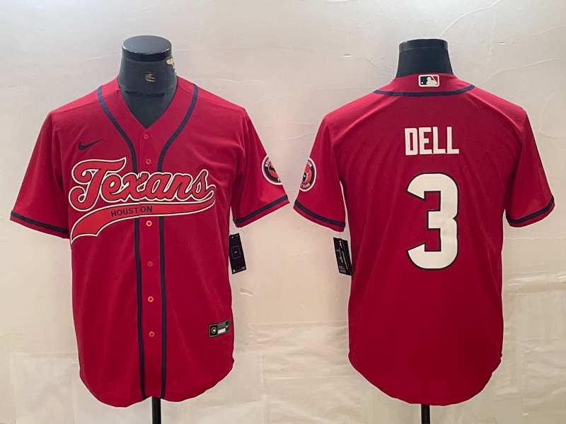 Men’s Houston Texans Tank Dell #3 Red Jersey Joint Edition