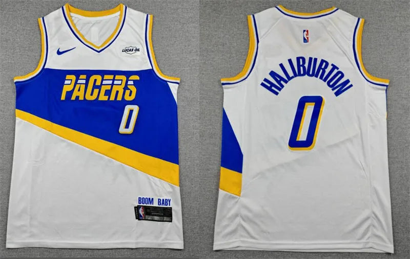 Mens Indiana Pacers #0 Tyrese Haliburton 2025-26 White City Edition Swingman Jersey