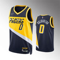 Mens Indiana Pacers #0 Tyrese Haliburton Navy Diamond Badge 2021-22 City Edition Jersey